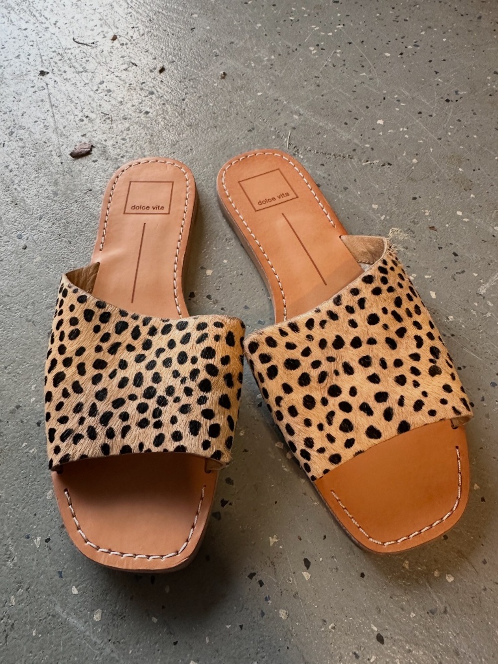 Dolce Vita Leopard Hair-On-Hide Slide Sandals – Size 8.5